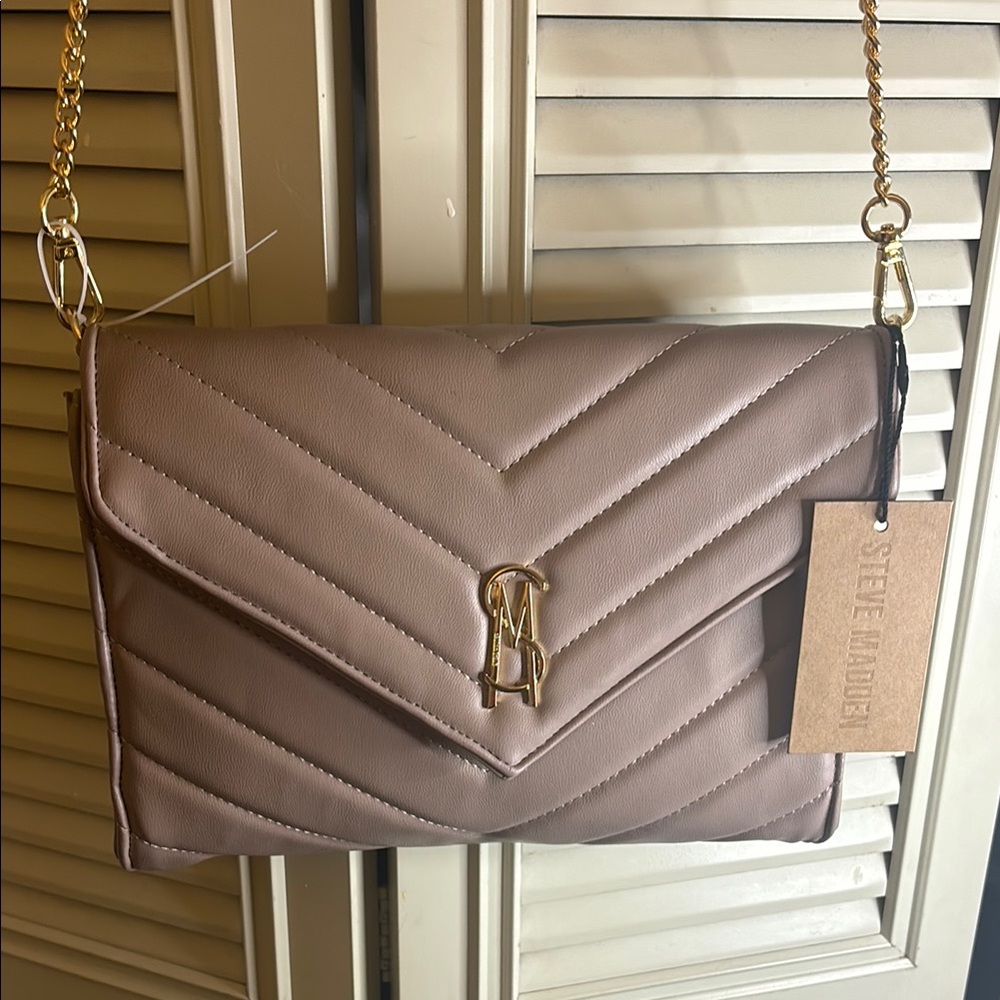 Steve Madden Taupe Quilted Crossbody Bag